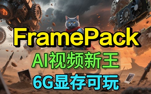 【AI视频新王】ComfyUI版FramePack安装使用教程，无限帧制，6G可用，可以硬刚可灵的AI视频模型，AI视频保姆级教程（附资料）