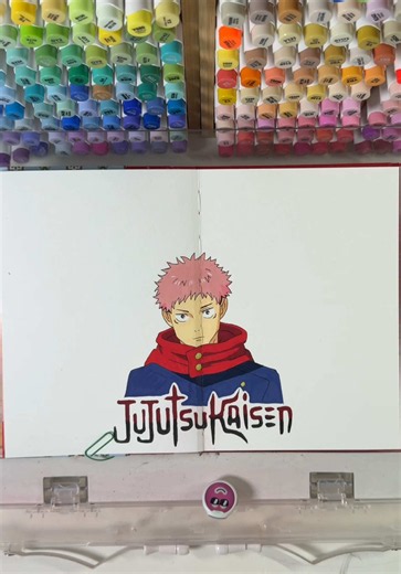 ASMR Painting Yuji from Jujutsu Kaisen with Acrylic Markers