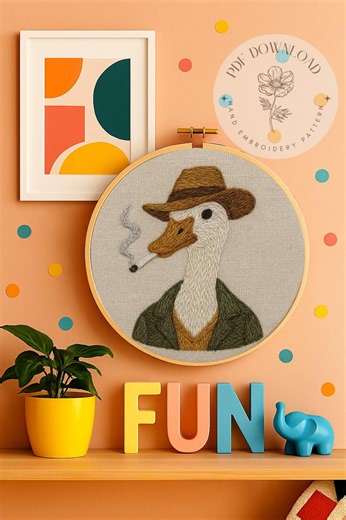 Handsome Duck Embroidery Pattern, Funny Embroidery,principle PDF Download, Wall Art Idea - Etsy