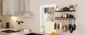 KES 30 Inch Oiled Bronze Pot Rack Wall Mounted, 2-Tier Hanging Pot and Pan Organizer with 12 Sturdy Hooks, Kitchen Wall Hanger Shelf