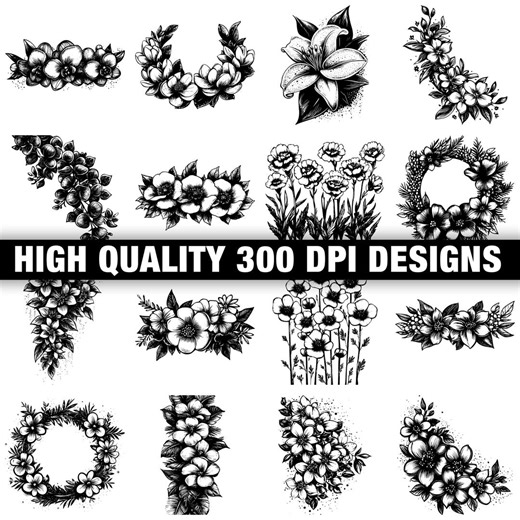 115  Floral Border SVG Bundle,instant Digital Download Png, Dxf, Eps, Svg - Etsy