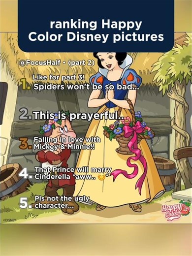 Ranking Happy Color Disney pictures (part 2) #shorts #happycolor #disney