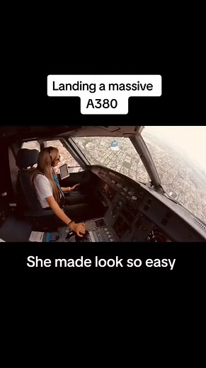 Female Pilot Landing an A380 with Precision