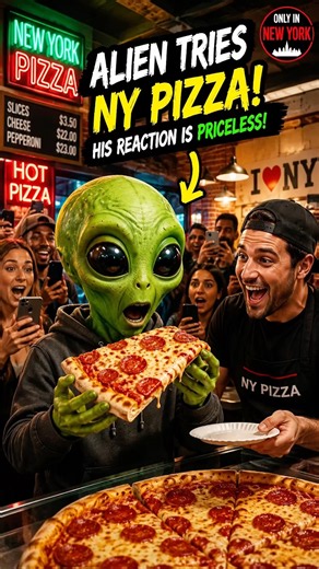 Alien Tries New York Pizza for the First Time… 😂🍕👽 #shorts
