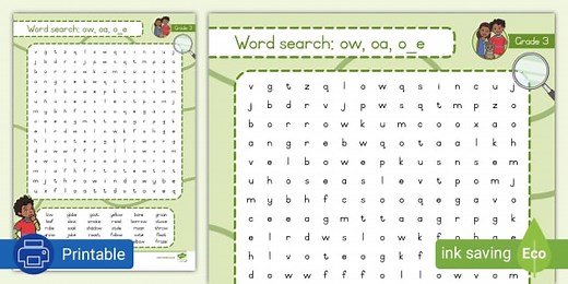 Grade 3 Phonics Words search ow, oa and o_e