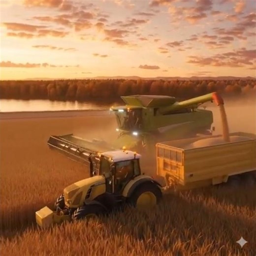 Wheat Harvest at Golden Hour! 🌾🚜 Stunning Evening Scene! Part1 #Farmlife #Harvest #Goldenhours