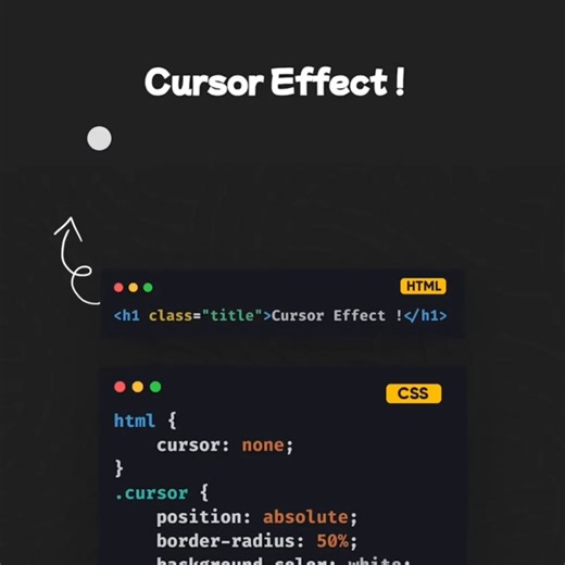 NextGen Web & Ads on Instagram: "Want a modern custom cursor for your website? Here’s a quick tutorial to create a clean and interactive cursor using simple HTML, CSS & JS. Perfect for portfolios and creative websites! 🎯👨‍💻 Try it out and level up your design skills! Hashtags: #CursorEffect #WebDesignReels #JavascriptTips #CodingIsFun #UIUXDesign #WebDevReels #learnwi̇thme"