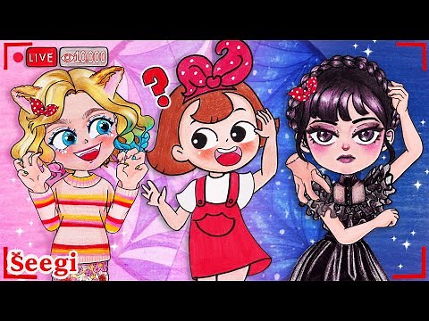 [💟Paper DIY] Wednesday Cosplay Enid 🦇 - Hair Stylist & Outfit ⭐ | Seegi Stop Motion Paper - ASMR