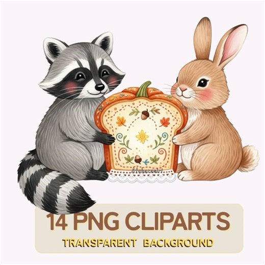 Woodland Picnic Animals PNG • 14 Digital Clipart Files • Transparent Background