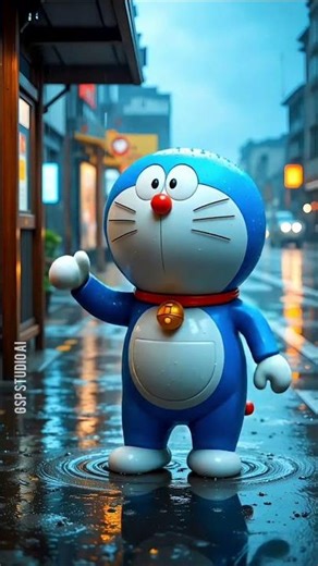 Doraemon in the Rain ☔✨ | Stunning Cinematic Animation Moment‪@GspStudioai‬ #cutebabies #cutekids