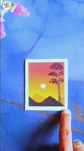 Beautiful Sunset Landscape Drawing Easy Step by Step 🌅#shorts