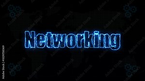 Neon Glow: Networking Text Line Animation on Gear Background – Dynamic Motion Graphic for Futuristic Design, Modern UI, Digital Displays, and Creative Visual Effects.