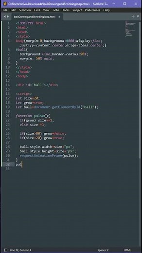 Create a Ball that Grow & Shrink in HTML/CSS & JavaScript.