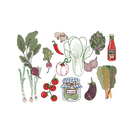 Kitchen Veggie Machine Embroidery Design Elements: Tomato, Pickle, Onion (7 Sizes) (digital File Pattern) - Etsy