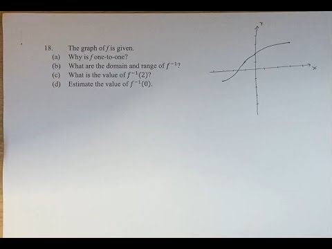 18. The graph of f is given. (a) Why is f one-to-one? (b) What are the domain and range of f^(-1)?