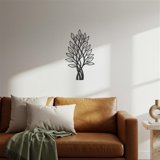 Metal Tree of Life Wall Art, Abstract Leaf Sculpture - Etsy