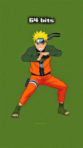 Naruto Uzumaki Pixel Art Devolution | 64 Bits to 1/8 Bits