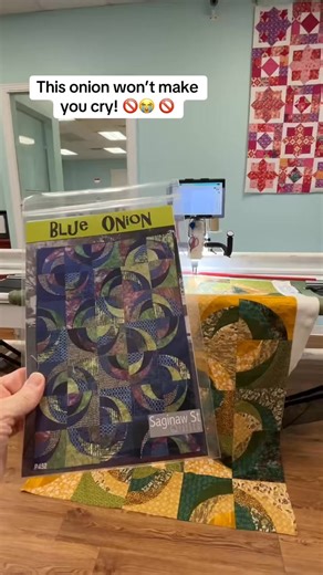 🧅🧅🧅 Don’t hold the onions! 🧅🧅🧅 Look at the ✨beautiful ✨ Blue Onion quilt we have on the longarm today! Jenn teaches this class, and it’s one of our most popular classes! Jenn can help you conquer curves like a sewing ninja, all while having fun! There are only two spots left in the March class, so don’t hesitate- we don’t want this onion to make you cry! 😭 | Not Your Mama's Quilt Store