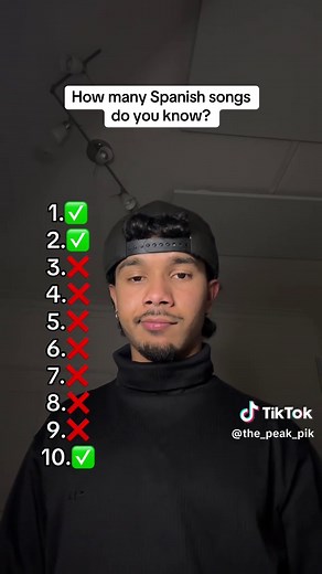 Spanish songs #howmanysongsdoyouknow #spanishtiktok #spanishsongs #peakpik