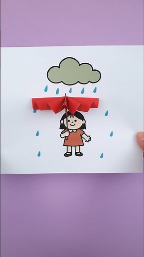 Rainy Day Craft ☔️ | 3D Umbrella Origami on Paper Creative Kids Art Idea #craftideas #viral #foryou