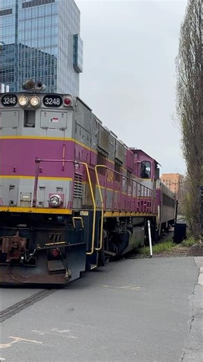 #train#mbta#rare MBTA genset #3248 leads Readville switcher with geomtry car at Binney Street!