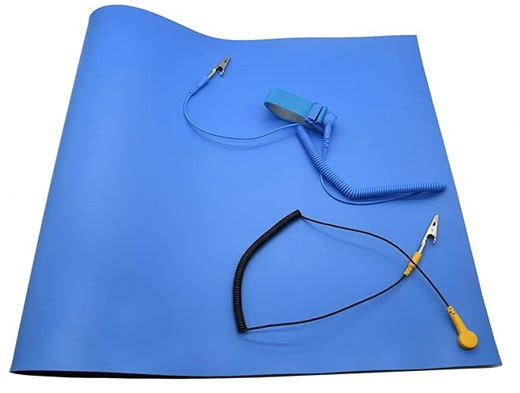 ESD High Temperature Mat Kit,ESD Mats,ESD Rubber Mat,ESD Kit,16" x 24" x 0.08",Blue, Anti-Static Mat with