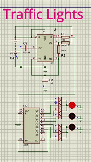 traffic lights #digitalelectronics #electronicsproject #engineering #proteus