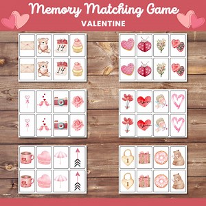 Valentine Memory Matching Game: Printable Flash Cards for Kids (digital Download) - Etsy