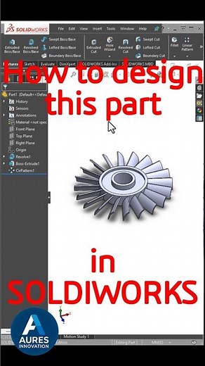 👉 SOLIDWORKS Tutorial #004 short design simple wheel with blades #solidworks #wheel #cad #grabcad