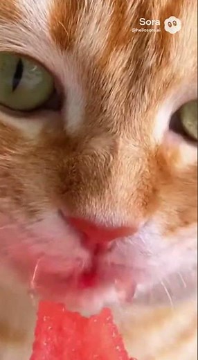 Watermelon Time for the Cat 😹🍉