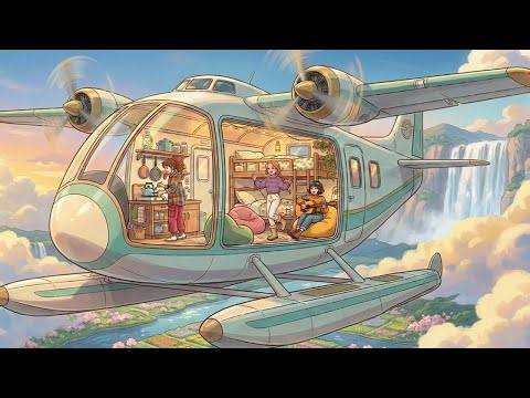 Living in a Flying Home : A Cozy Dream Journey with Best Friends | Ghibli-Style Animation