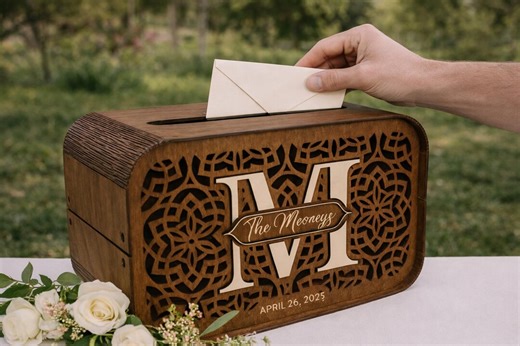 Personalized Rustic Wedding Card Box | Engraved Wooden Keepsake for Wedding Gifts and Money, Engagement Decor, Handmade Storage Solution - Etsy
