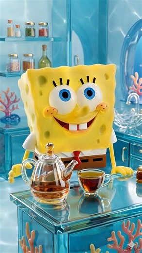 Glass SpongeBob Pouring Jelly Coffee ☕✨ #shorts
