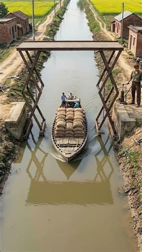 Scissor Lift Bridge Opening For A Cargo Boat | Rural Bridge Engineering