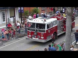 Antique Fire Trucks In Parade Lights/Sirens