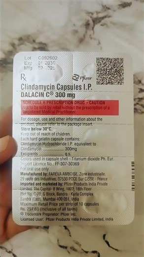 Dalacin-C 300mg Capsule#Clindamycin Capsule I.P.#medicine with swaraj