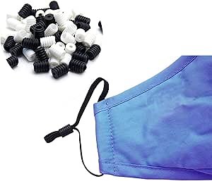 60Pcs Elastic Round Mask Adjustment Silicone Plastic Buckle, Cord Locks Silicone Toggles for Drawstrings Elastic Cord Adjuster Non Slip Stopper