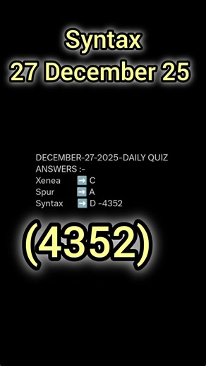 27 December 2025 Syntax Vault Code. Quiz Answers for Xenea, Marine, Spur and Syntax.