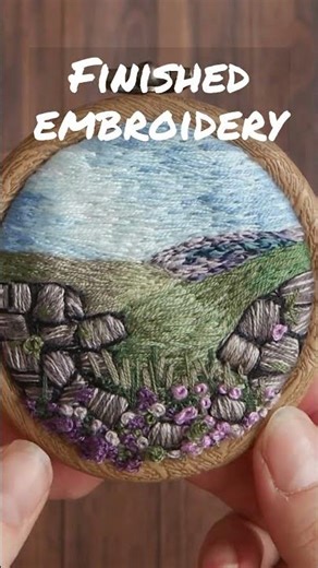 Padded Stumpwork Dry stone wall embroidery (Timelapse)
