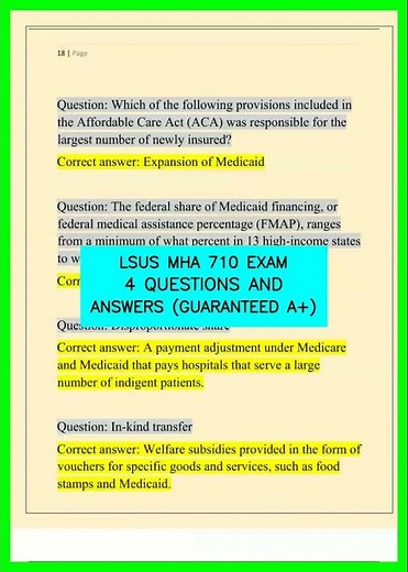 LSUS MHA 710 EXAM 4 QUESTIONS AND ANSWERS GUARANTEED A+ video