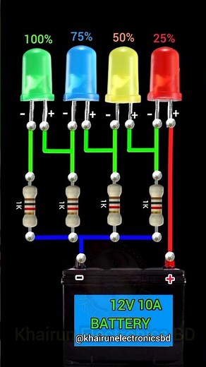 12V battery level indicator circuit diagram #khairunelectronicsbd #shortsfeed #shortsfeed #youtube