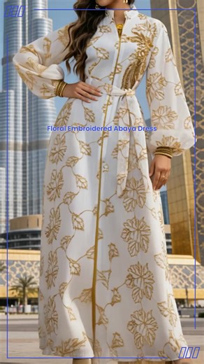 Elegant Embroidered Mesh Abaya Dress for Muslim Women, Perfect for Ramadan and Eid, Loose Fit with Moderate Thickness, Floral Embellished Abaya