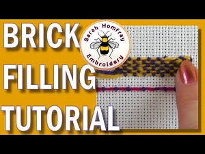Underside couching brick filling | Hand embroidery for beginners video tutorial