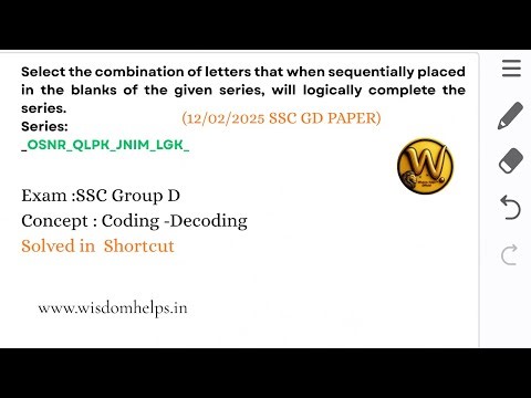 SSC GD reasoning Coding Decoding PYQs| SSC GD Previous Year Paper 2025 Wisdom Helps