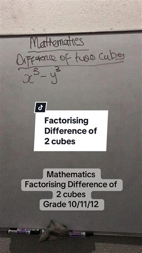 Mathematics Factorising Difference of 2 cubes Grade 10/11/12 #maths #tutor #grade10 #grade12 #algebra
