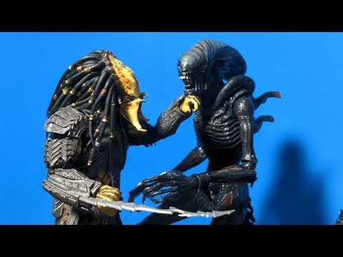 Scorched Alien Vs Scar Predator Neca Stop Motion Fight