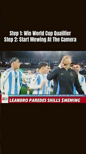 Leandro Paredes (Argentina defensive midfielder) mewing after winning the World Cup qualifier 🤫