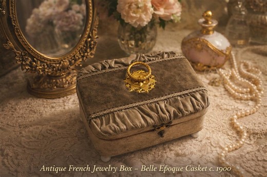 Antique French Velvet Jewelry Box – Belle Époque Casket – Gilt Ormolu Medallion – 1900s Trinket Box - Etsy