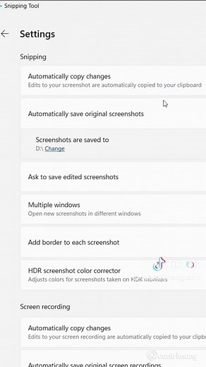 Cách tắt tự động lưu ảnh chụp màn hình Snipping Tool #windows11 #windows #screenshot