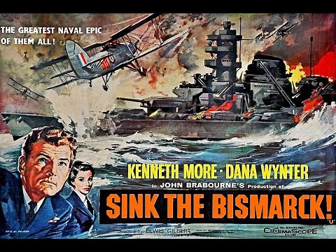 Sink the Bismarck! 1960, a thrilling wartime British naval drama. Kenneth More - Dana Wynter